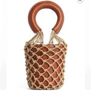 Staud Moreau Leather Net Cage Bucket Bag Suede Lined